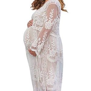 White lace maternity dress